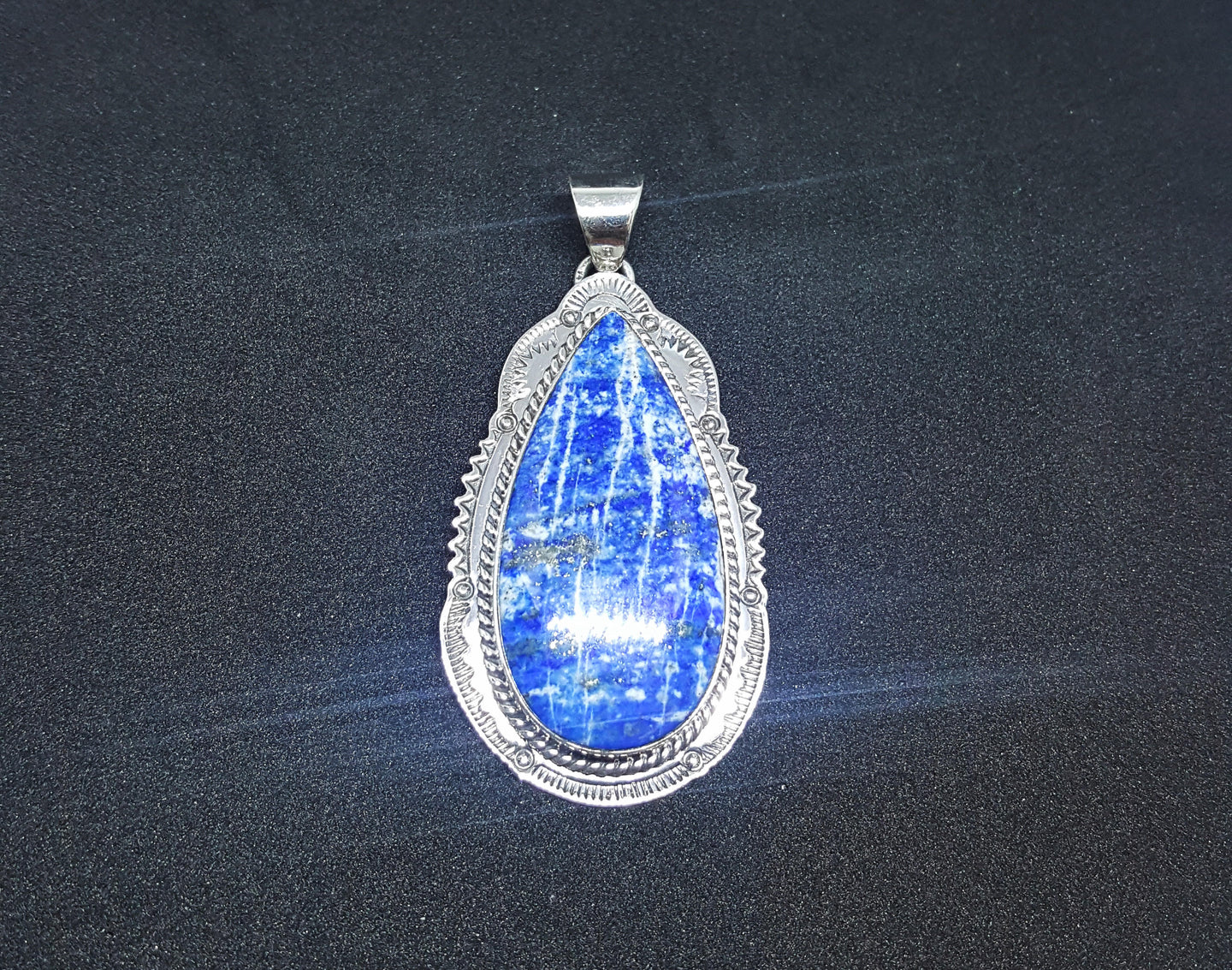 Navajo Lapis Pendant ~ Sterling Silver