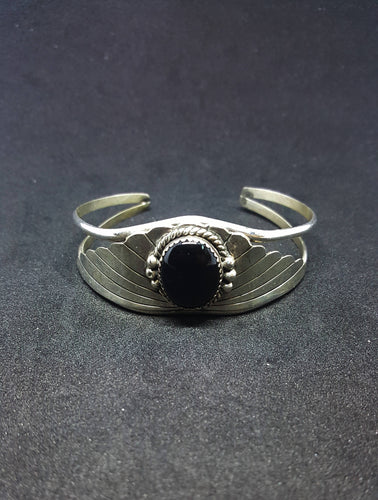 Black Onyx Silver Cuff Bracelet