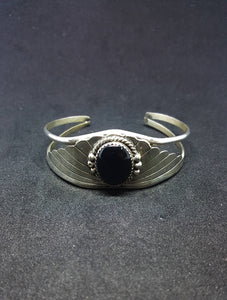 Black Onyx Silver Cuff Bracelet