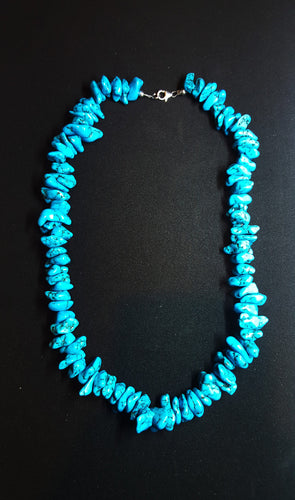 18 inches BLUE Turquoise Necklace sterling silver closure
