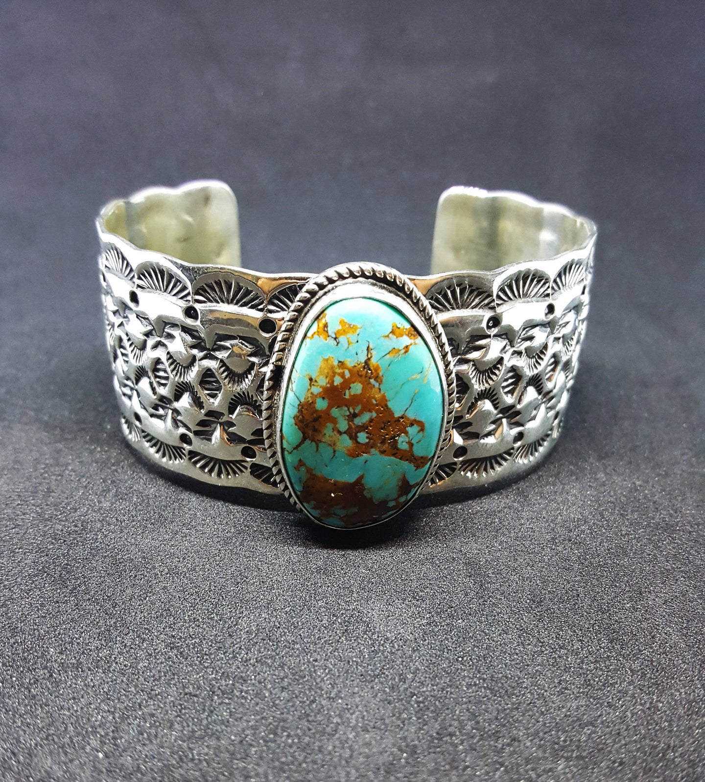 RESERVED ON LAYAWAY** Turkish Turquoise Cuff Bracelet by Harold Joe Navajo