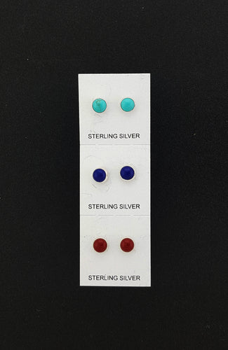 5MM Studs Turquoise, Lapis, and Coral