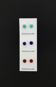 5MM Studs Turquoise, Lapis, and Coral