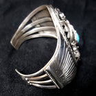 Sterling Silver Cuff Bracelet with Sleeping Beauty Turquoise and Italian Coral