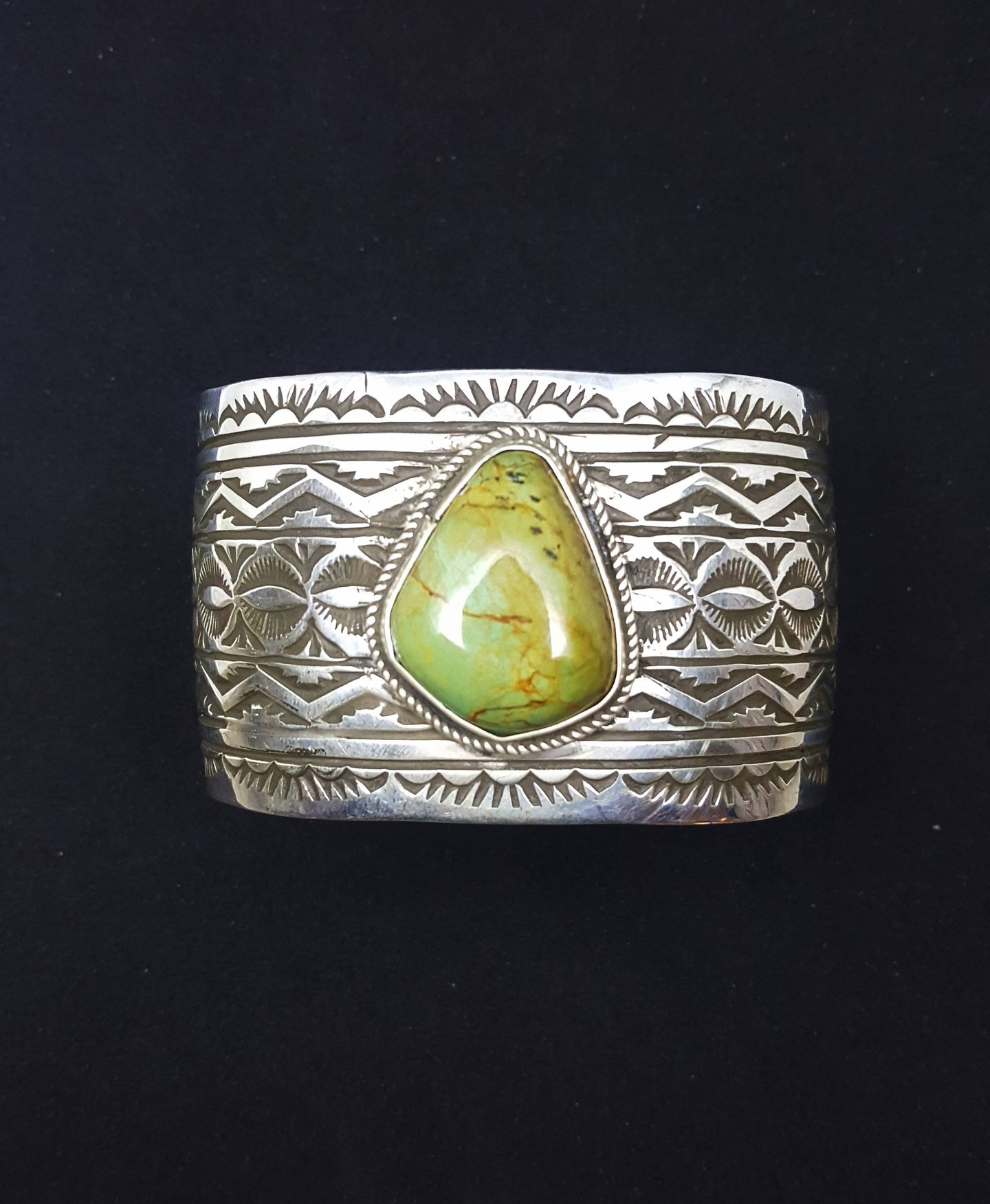 Nevada Turquoise Cuff Bracelet Navajo Sterling Silver