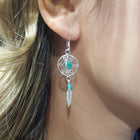 3 dimension Turquoise dream catcher earrings Sterling Silver