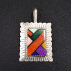 Q.T. Pendant Sterling Silver Multi Color Stone and Shells