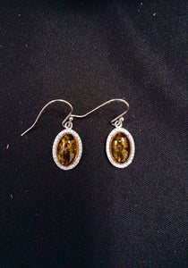 Baltic Amber Oval Dangle Earrings-sterling silver