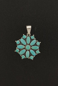 Turquoise Cluster Pendant - sterling silver