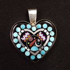 Unique Reversible Turquoise and Inlay Galaxy Heart Pendant-sterling silver