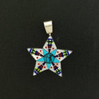 Reversible Multi-stones Star Pendant-sterling silver