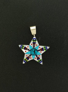 Reversible Multi-stones Star Pendant-sterling silver