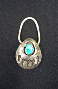 VINTAGE Navajo Bear Paw Key Holder with 10 mm turquoise stone
