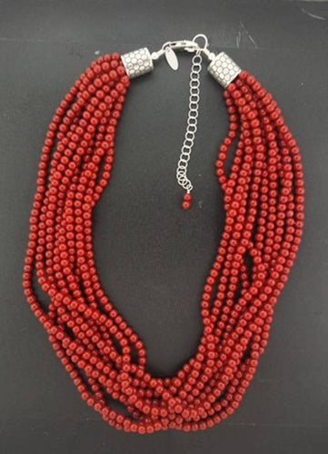 10 strands bamboo coral necklace - sterling silver findings