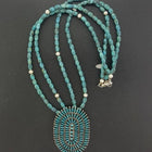 18 inches Kingman turquoise beaded necklace Kingman turquoise cluster pendant