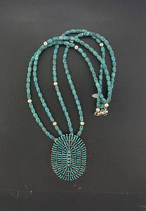 18 inches Kingman turquoise beaded necklace Kingman turquoise cluster pendant