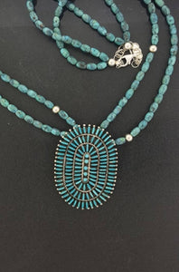 18 inches Kingman turquoise beaded necklace Kingman turquoise cluster pendant