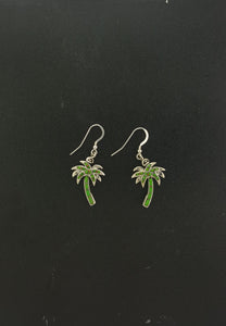 Reversible sterling silver turquoise Palm tree dangle earrings