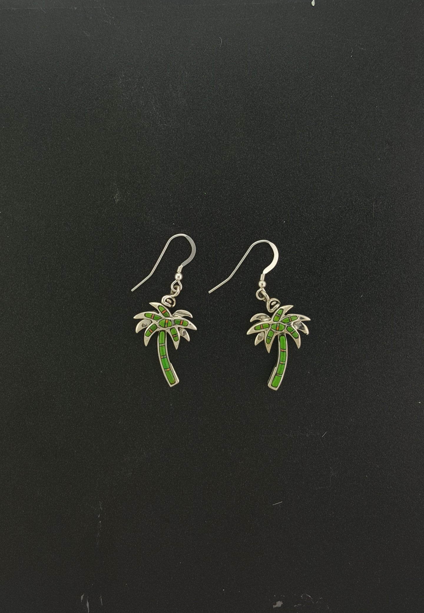 Reversible sterling silver turquoise Palm tree dangle earrings