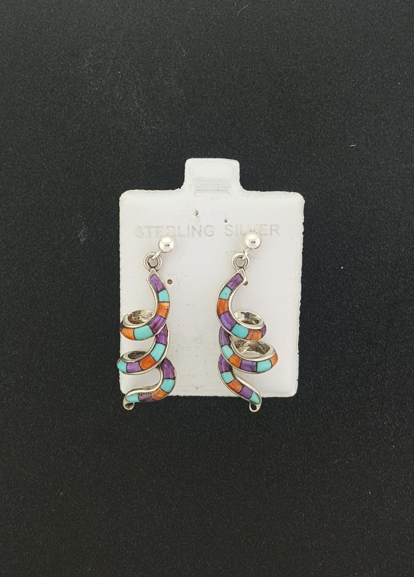 Inlay Multi-stones Swirl Post earrings