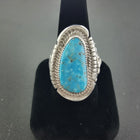 Vintage traditional Navajo sterling silver Natural Kingman turquoise Men's ring - size 14