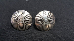 1 inches Native American Hopi Sterling Silver  Man In The Maze Earrings
