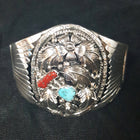 Sterling Silver Cuff Sleeping Beauty Red Coral