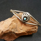 8 inches Vintage Navajo Bear Paw Cuff Bracelet with sleeping beauty turquoise dot