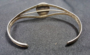 8 inches Vintage Navajo Bear Paw Cuff Bracelet with sleeping beauty turquoise dot