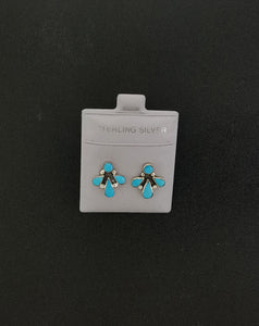 vintage needlepoint turquoise sterling silver post earrings