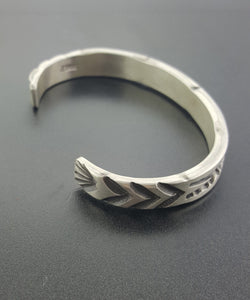 J.Tahe oxidized stamped Sterling silver-Navajo cuff bracelet