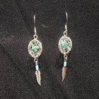 3 dimension Turquoise dream catcher earrings Sterling Silver