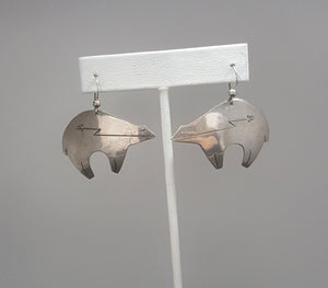 Vintage Navajo Bear sterling silver dangle earrings