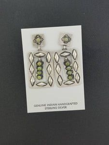 Vintage Native American handcrafted sterling silver post earrings Nevada turquoise