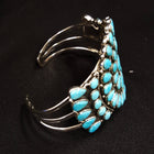 Blue Kingman Turquoise cluster cuff bracelet - Native American Zuni - Sterling Silver