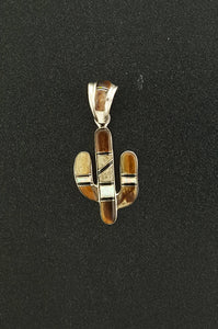 Southwestern Multi Stone Cactus Pendant - Sterling silver