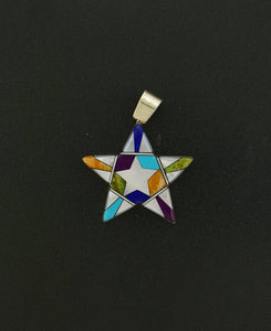 Reversible Multi-stones Star Pendant-sterling silver