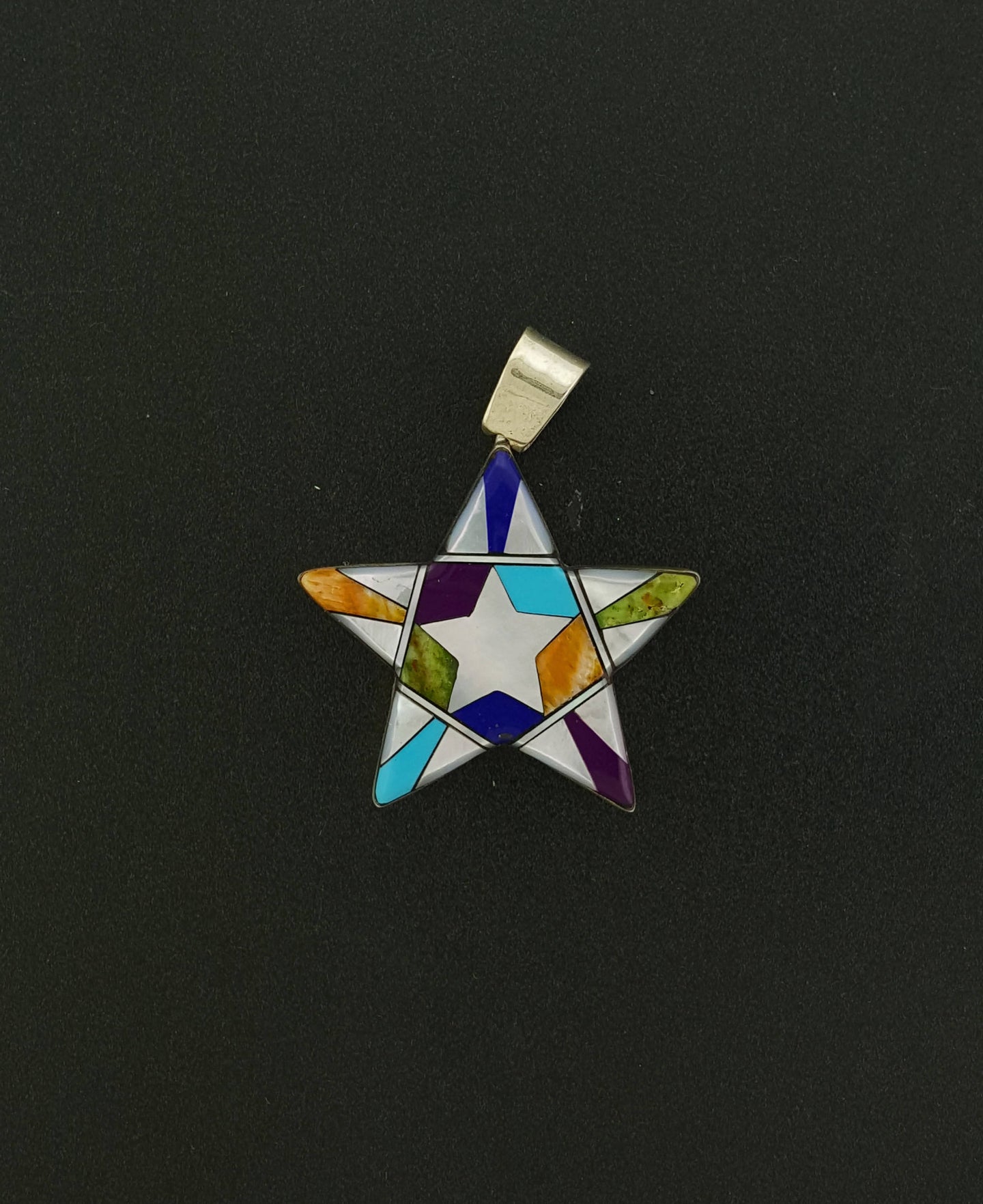 Reversible Multi-stones Star Pendant-sterling silver