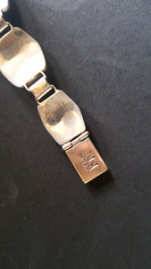Navajo Inlay turquoise spiny oyster Australian opal sterling silver link bracelet - vintage