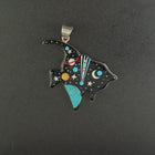 Big Fish Inlay Galaxy Scene Cosmic Earth Moon Stars sterling silver pendant