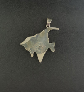 Big Fish Inlay Galaxy Scene Cosmic Earth Moon Stars sterling silver pendant