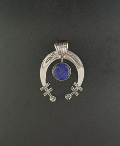 Medium Navajo Naja Lapis sterling silver pendant
