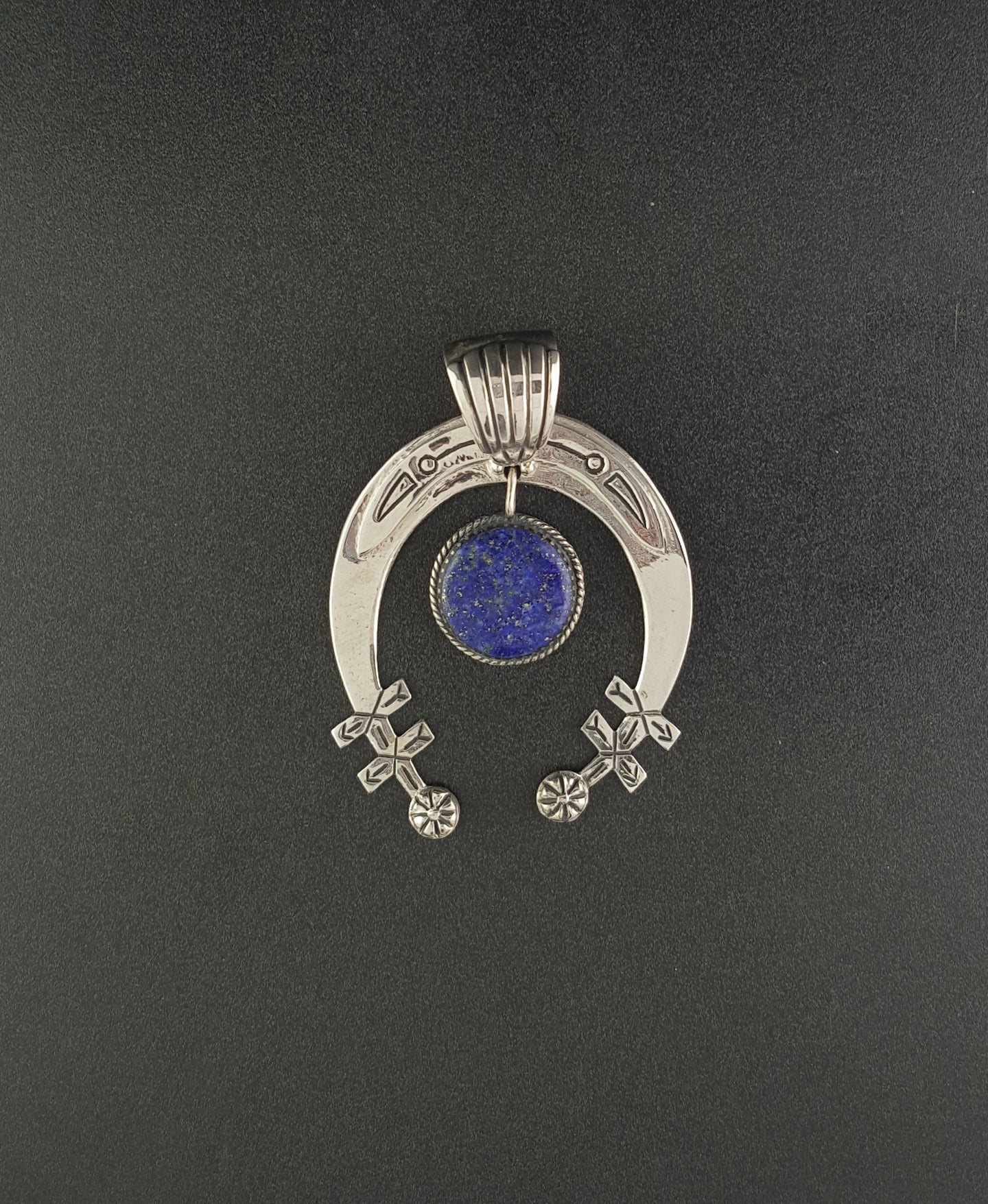 Medium Navajo Naja Lapis sterling silver pendant
