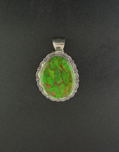 Big Navajo Green Turquoise sterling silver pendant