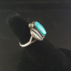 Navajo Leaf Kingman turquoise sterling silver ring - size 7 1/2