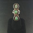 Navajo 3 stones Nevada Green turquoise sterling silver ring - size 6 1/4 - vintage