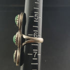 Navajo 3 stones Nevada Green turquoise sterling silver ring - size 6 1/4 - vintage