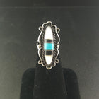 Navajo Mother of Pearl Turquoise Black Onyx sterling silver ring - size 5 - vintage