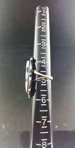Navajo Mother of Pearl Turquoise Black Onyx sterling silver ring - size 5 - vintage