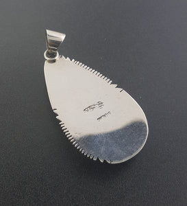 Navajo Teardrop Purple Spiny Oyster sterling silver pendant - vintage - J.Paiso Jr._SIGNED